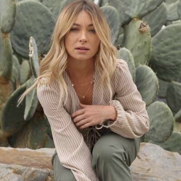 CLOSING SALE! Striped open front with tie blouse - Picture 2 of 5